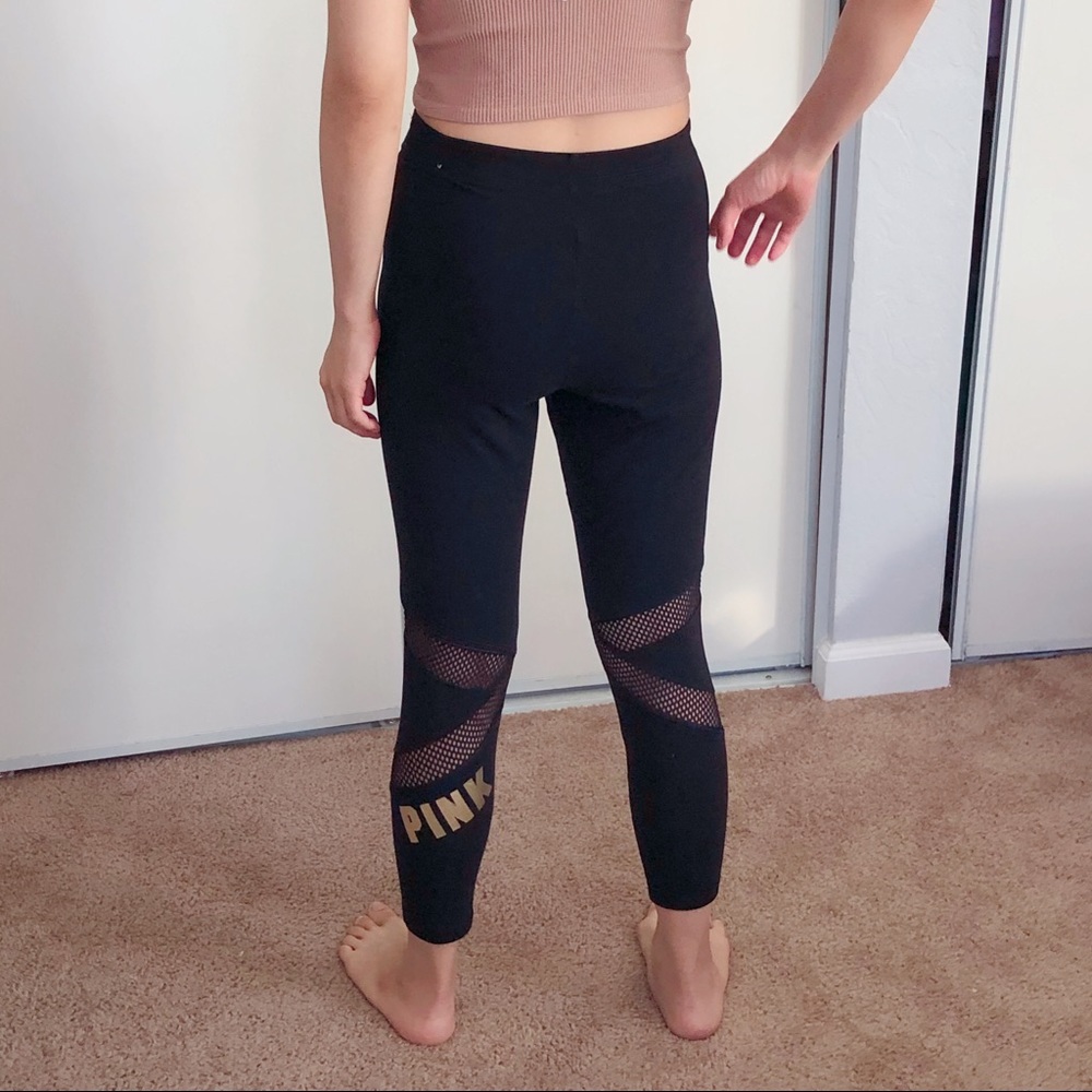 VS PINK 3/4 Cropped Leggings with Fishnet details